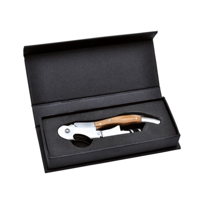 Double lever corkscrew in olive wood