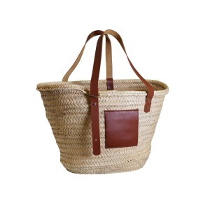 Basket with leather handles 38x25x23cm