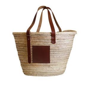 Basket with leather handles 46x28x32cm