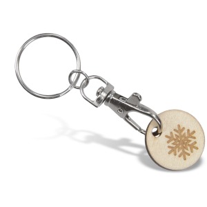 Classic token keyring with wooden token - PUHT laser engraved on one side