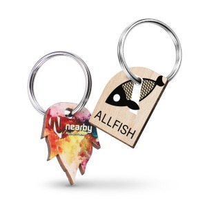 Wooden key ring -35mm- made in france - PUHT laser engraving