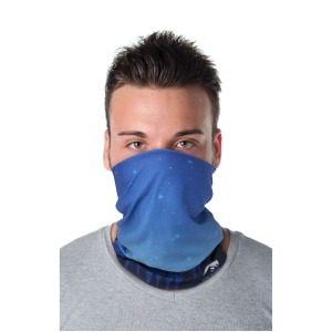 Lara multi-purpose scarf with sublimation print, fleece layer and hems