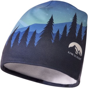 Beanie in rPET with sublimation printing and Loki fleece layer