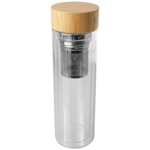 Bouteille à infusion Bailey en verre borosilicate de 400 ml avec couvercle en bambou