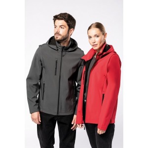 Unisex 3-layer hooded softshell jacket with removable sleeves