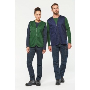 Unisex multi-pocket polycotton waistcoat