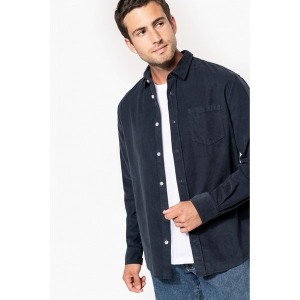 Men's long-sleeved velvet shirt