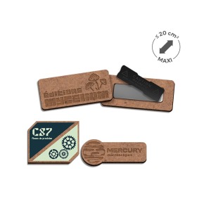 Badge MDF ep 3mm avec aimant maxi 20cm²