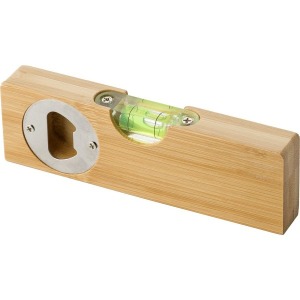 Bamboo spirit level with Sherry bottle opener