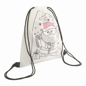 Set de 5 crayons de couleur en cire de forme cylindrique, dans un mini sac à dos coloré