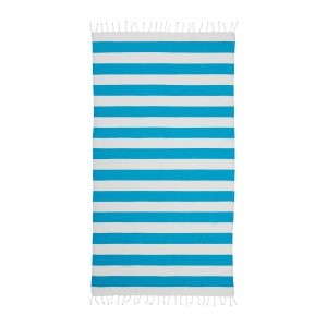 Serviette de plage / paréo en coton recyclé de 180g/m² avec frange, mesure 90x170cm