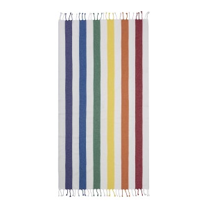 Serviette de plage / paréo en coton recyclé de 180g/m² avec frange, mesure 90x170cm