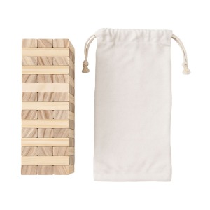 Tilting wooden tower, 54 blocks, with cotton pouch