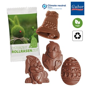 Easter chocolate figurine in paper flowpack