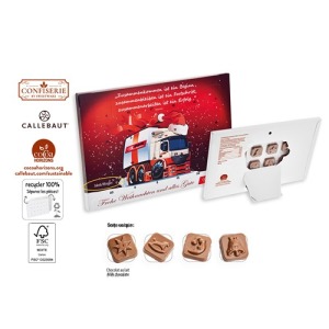 Personalized tabletop Advent calendar, Callebaut milk chocolate calendar