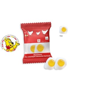 HARIBO Fried Eggs in promotional bag, HARIBO Fried Eggs