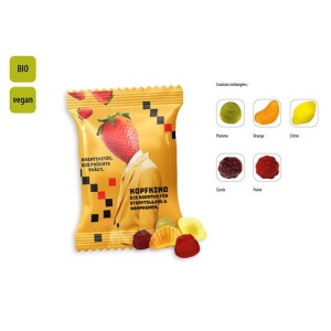 BIO Mini Fruits vegan in promotional bag, BIO Mini Fruits vegan
