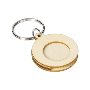 Wood chip key ring Circle