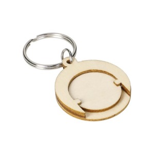Wood chip key ring Round