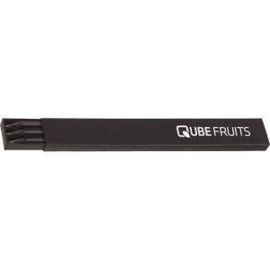 Case of 3 black wooden graphite pencils with metal cap