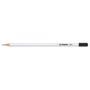 STABILO white hexagonal graphite pencil with hardened head
