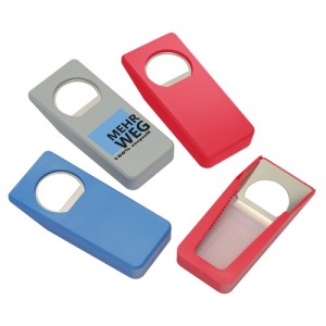 Recycled bottle opener with ?Alpha? closure