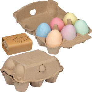 Chalk eggs in a cardboard box