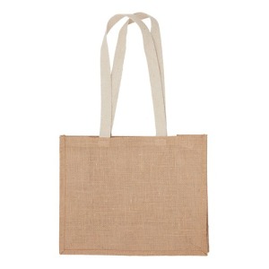 Jute bag with flat cotton handles