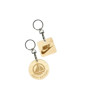 ECO WOODEN PLAQUE key ring, round or square 40 mm