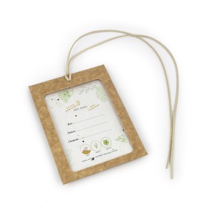 Badge holder with seeded paper badge