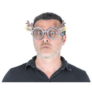GLITTERY REINDEER GLASSES