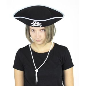 BLACK FELT PIRATE HAT