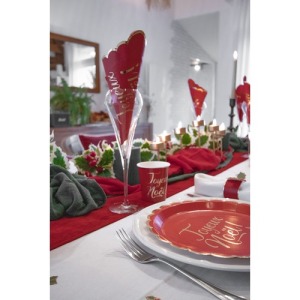 33X33CM RED AND GOLD MERRY CHRISTMAS SCALLOPED NAPKINS X 16