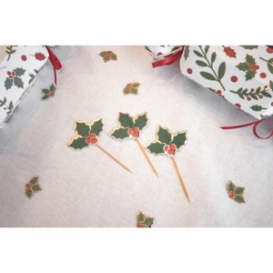 CHRISTMAS HOLLY COCKTAIL PICKS X 10PCS