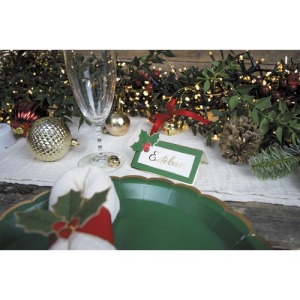 CHRISTMAS HOLLY PLACE CARD X 8PCS