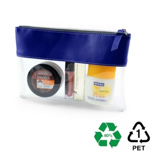 Transparent zipped case 225 x 160 x 20 mm in rPET