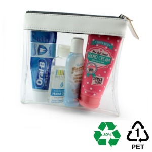 Transparent zipped case 185 x 180 x 20 mm in rPET