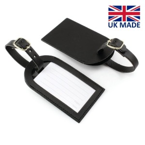 Recycled leather luggage tag