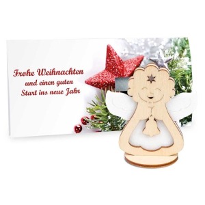 Premium greeting card with felt and wood figurines - Premium 4/0-c - Angel