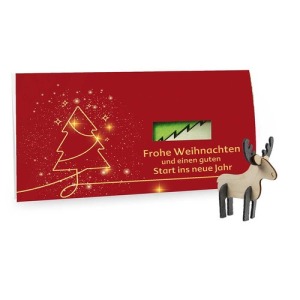 Greeting card with wooden puzzle and felt - standard design - Father Christmas