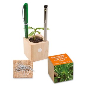 Wooden cube Christmas desk pot - Spruce - Spruce