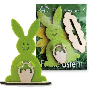 Card with wooden/feutrin figurine - Rabbit