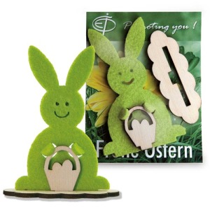 Card with wooden/feutrin figurine - Rabbit