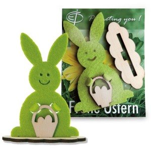 Card with wooden/feutrin figurine - Rabbit