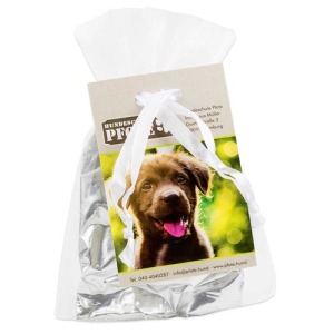 Dog treats in organza bag