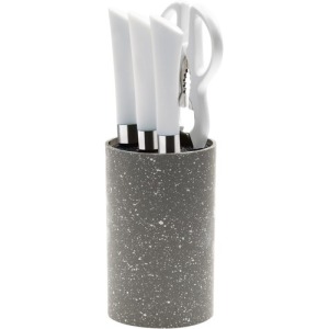 Bloc de couteaux 5 pièces avec couteau de cuisine, couteau à steak, épluche-légumes, paire de ciseau et bloc