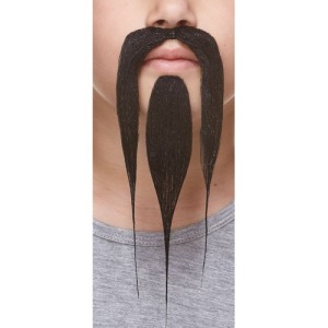 Children's long Chinese moustache - Shiny black S038