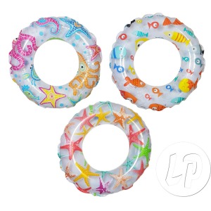 Bouée gonflable translucide à motifs mix 51cm