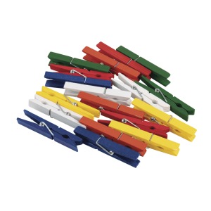 Bois pince à linge, FSC 100%, coloré, 18 pièces