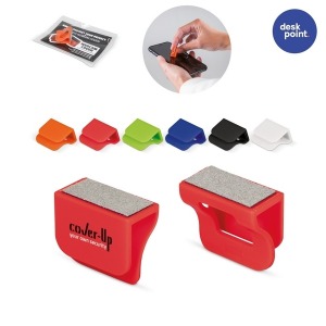 Webcam cover with screen wiper